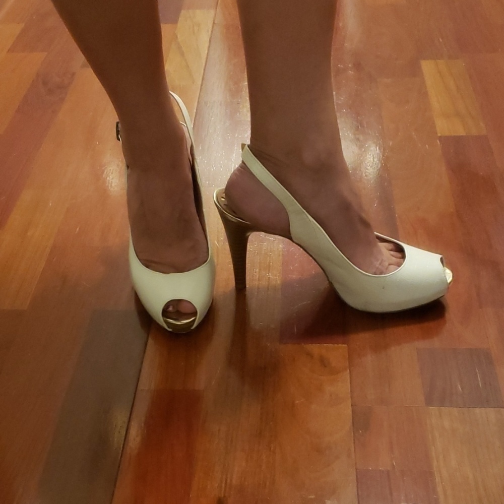 LIBBY Edelman Platform Slingback Peeptoe Heels EUC